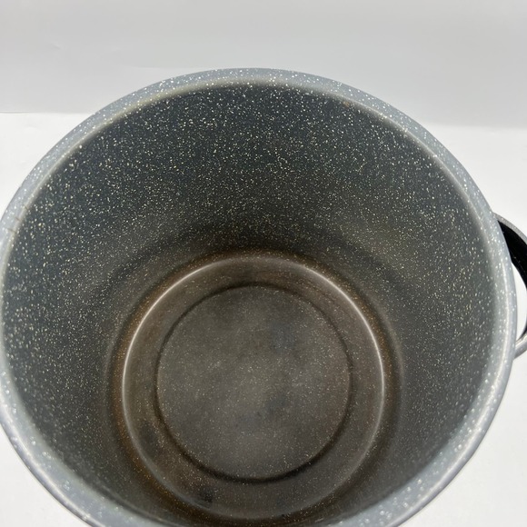 Vintage EnamelWare Black Speckled White Medium Stock Soup Pot W Lid - Picture 5 of 10